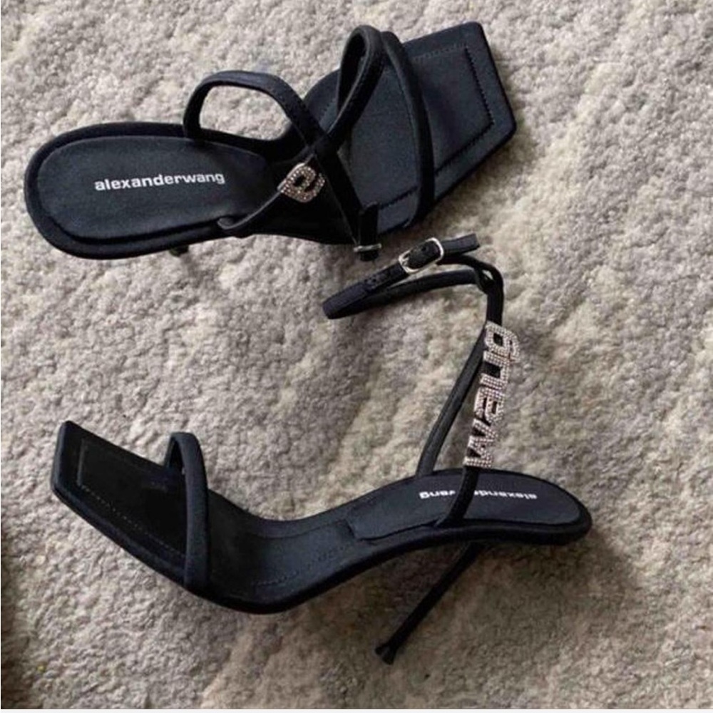 ALEXANDER WANG Crystal Black Julie Strappy Heel
